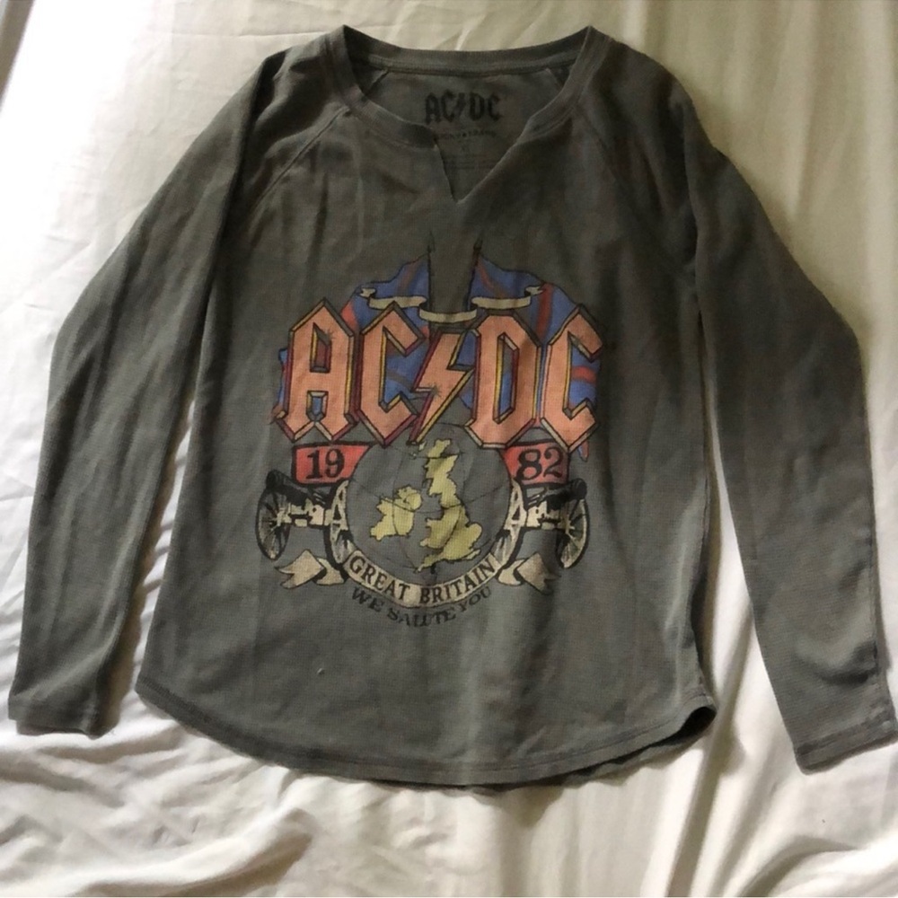 NWT Lucky Brand AC/DC Long Sleeve Waffle Tee